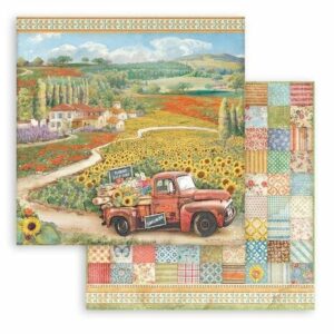 Stamperia Sunflower Art 12x12 Inch Paper Sheets Vintage Car