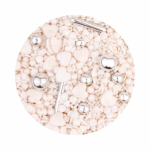 Kakestrø Romantisk Hvit m/ sølv 85g