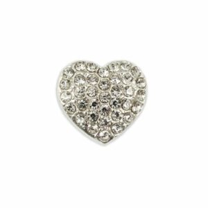 Knapp 19mm Hjerte Metall/diamant