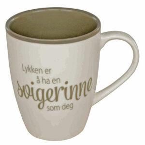 Krus Lykken...svigerinne hvit m/grå tekst