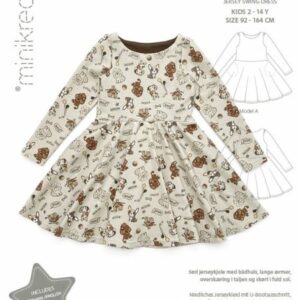 Minikrea papirmønster - jerseykjole med sving str92-164cm