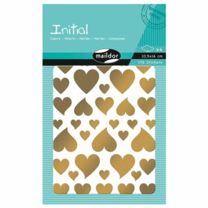 Initial Klistremerker – Hjerter gull/sølv