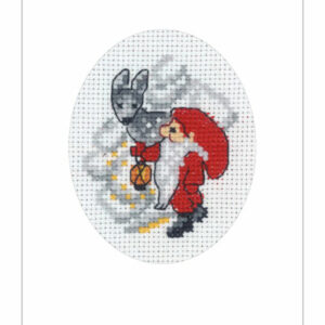 Broderisett - julekort nisse og rådyr
