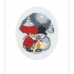 Broderisett - julekort snømann og nisse