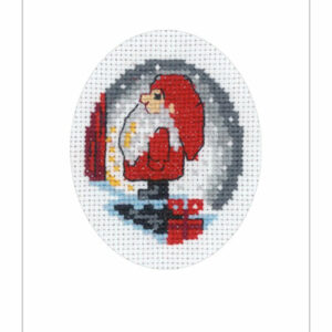 Broderisett - julekort nisse på trapp