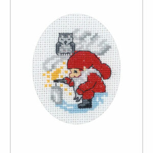 Broderisett - julekort nisse tenner lys