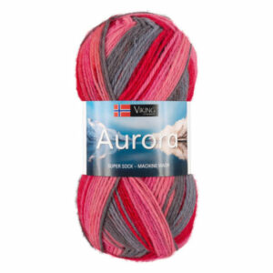 Viking Garn Aurora - 654 multi rød/rosa/grå