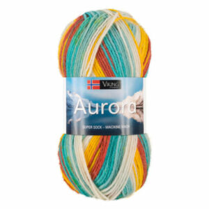 Viking Garn Aurora - 632 multi gul/grønn/turkis