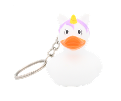 Badeand Mini nøkkelring - enhjørning hvit