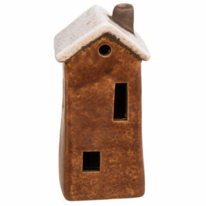 Hus keramikk brun 6,9x5,9x14cm