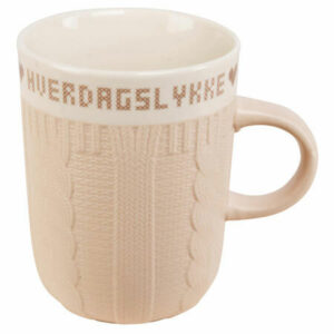 Krus keramikk strikk Hverdagslykke, beige