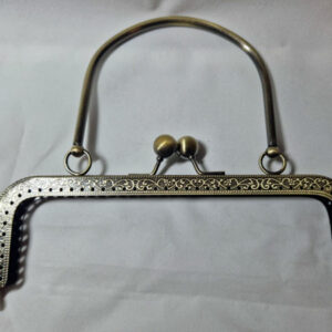 Veskelås med håndtak 6x18cm, antikk gull