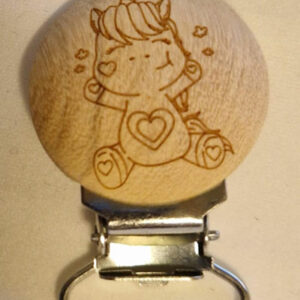 Seleklips tre/metall - enhjørning