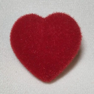 Knapp øye 20mm - velour hjerte rød