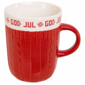 Krus keramikk strikk God Jul, rød