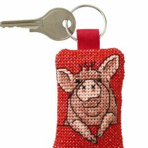 Broderisett - nøkkelring, gris