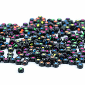 Perleboks - Stjerne Sort/farger 4x7mm