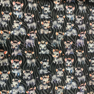 French Terry Digital Print - cute zebra black