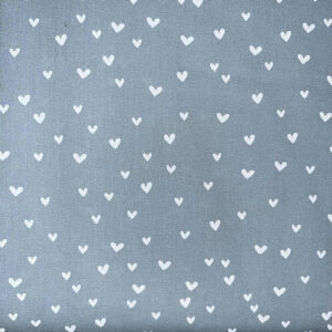 Bomullspoplin med print - mini heart dusty blue