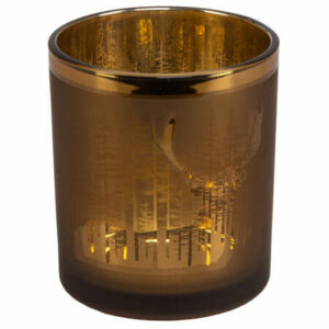 Lysglass brun/gull skogsdyr 7x8cm