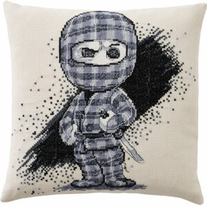 Broderisett pute - Rutete Ninja figur