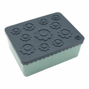 Blafre matboks i plast treroms - Blomst Marineblå/blågrønn