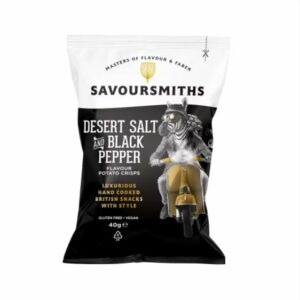 Savoursmiths potetchips med ørkensalt & sort peppersmak, 40g
