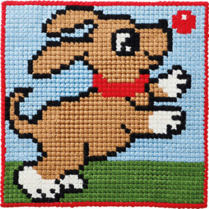 Broderisett til barn - hund med ball