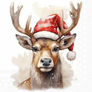 Serviett JUL deer with santa
