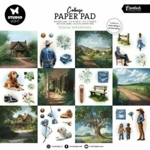 Studio Light Collage Paper Pad 8x8inch - Denim Weekends
