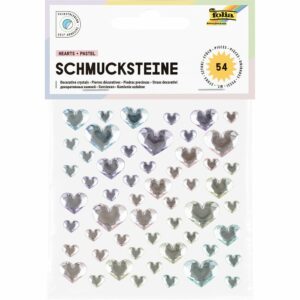 Folia Klistremerker Strass 54stk – Hjerter pastell