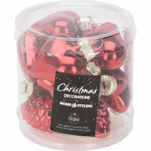 Julekule glass rød 4,5cm 3ass 12stk