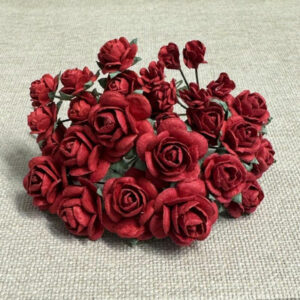 papirblomster - roser og knopper rød