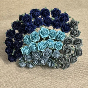 papirblomster - roser 1,2cm blå mix