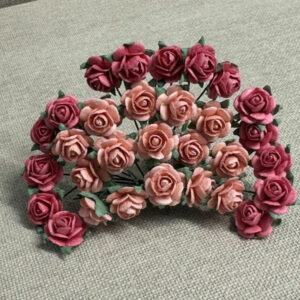 papirblomster - roser 1,2cm varm rosa