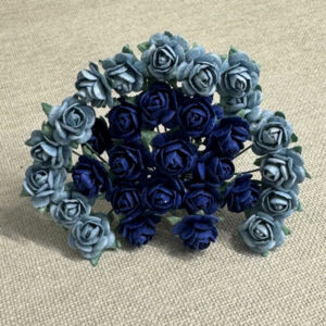 papirblomster - roser 1,2cm blå