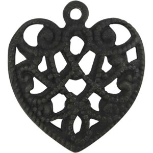 Hjerte 13x14mm 4stk sort