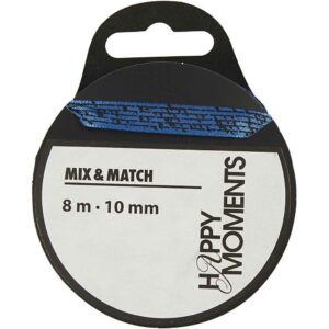 satengbånd m/print 10mmx8m blå