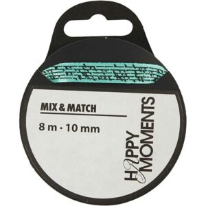 satengbånd m/print 10mmx8m turkis