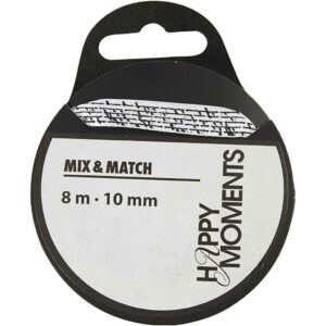 satengbånd m/print 10mmx8m hvit