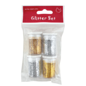 Glittersett 4x4g - sølv/gull