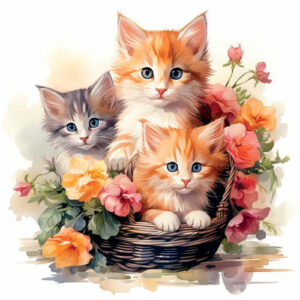 Serviett Lunsj kittens in basket