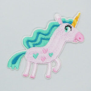Strykemerke - rosa enhjørning med hjerter