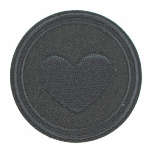 Strykemerke - rund m/hjerte sort