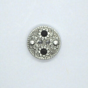 Knapp 2-hull  26mm - metal-look antik sølv