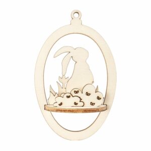 Figursett i tre – Egg Ø: 90mm – Påskehare