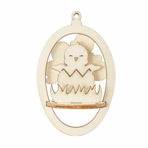 Figursett i tre – Egg Ø: 90mm – Kylling