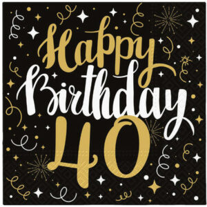 Serviett Gull Birthday 40