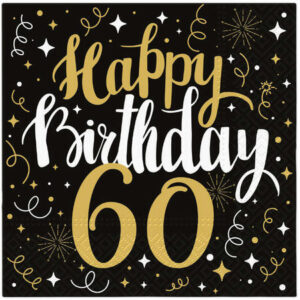 Serviett Gull Birthday 60