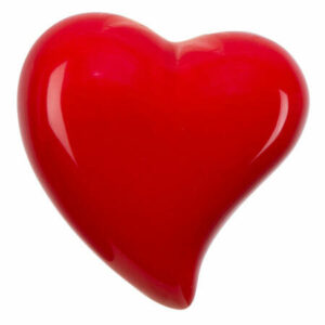 Hjerte porselen rød 4,5x5x2cm